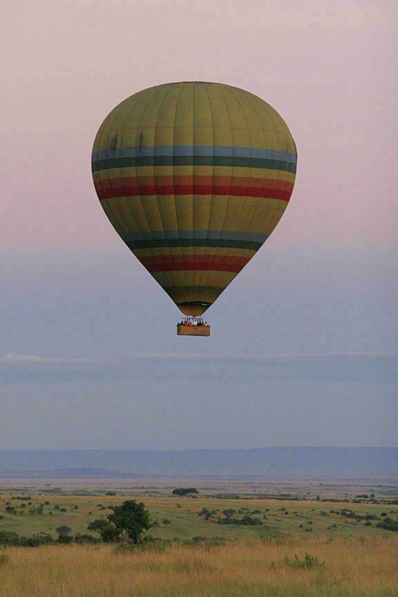 Hot air balloon over the East African savanna